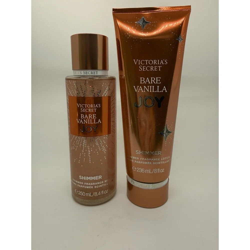VICTORIA'S SECRET Bare Vanilla Joy Shimmer Fragrance Mist 8.4Oz, Lotion 8Oz New